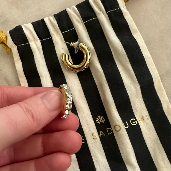 Lele Sadoughi Crystal Chunky Pave Huggie Hoop Earrings - Picture 8 of 11